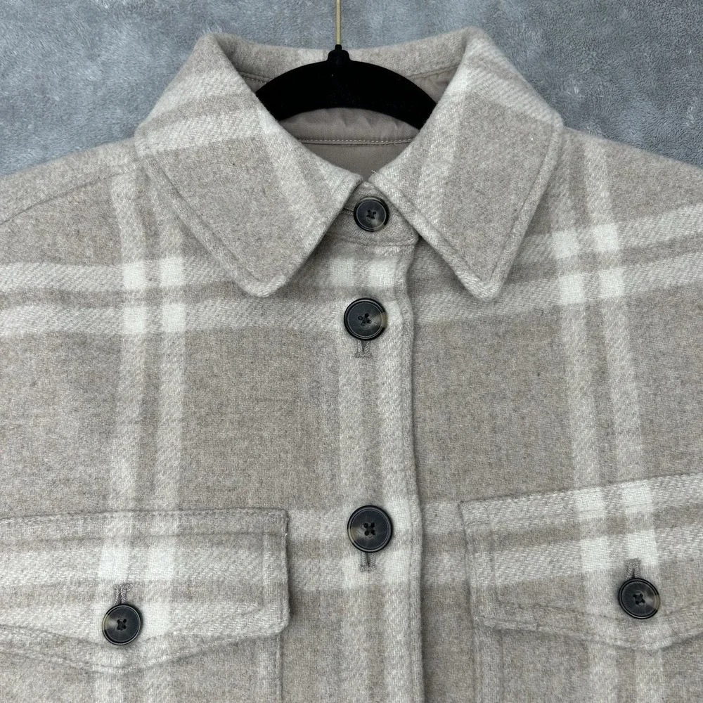 Everlane Mens Shirt Shacket Heavyweight Overshirt Plaid Shirt Sz Small Tan Beige